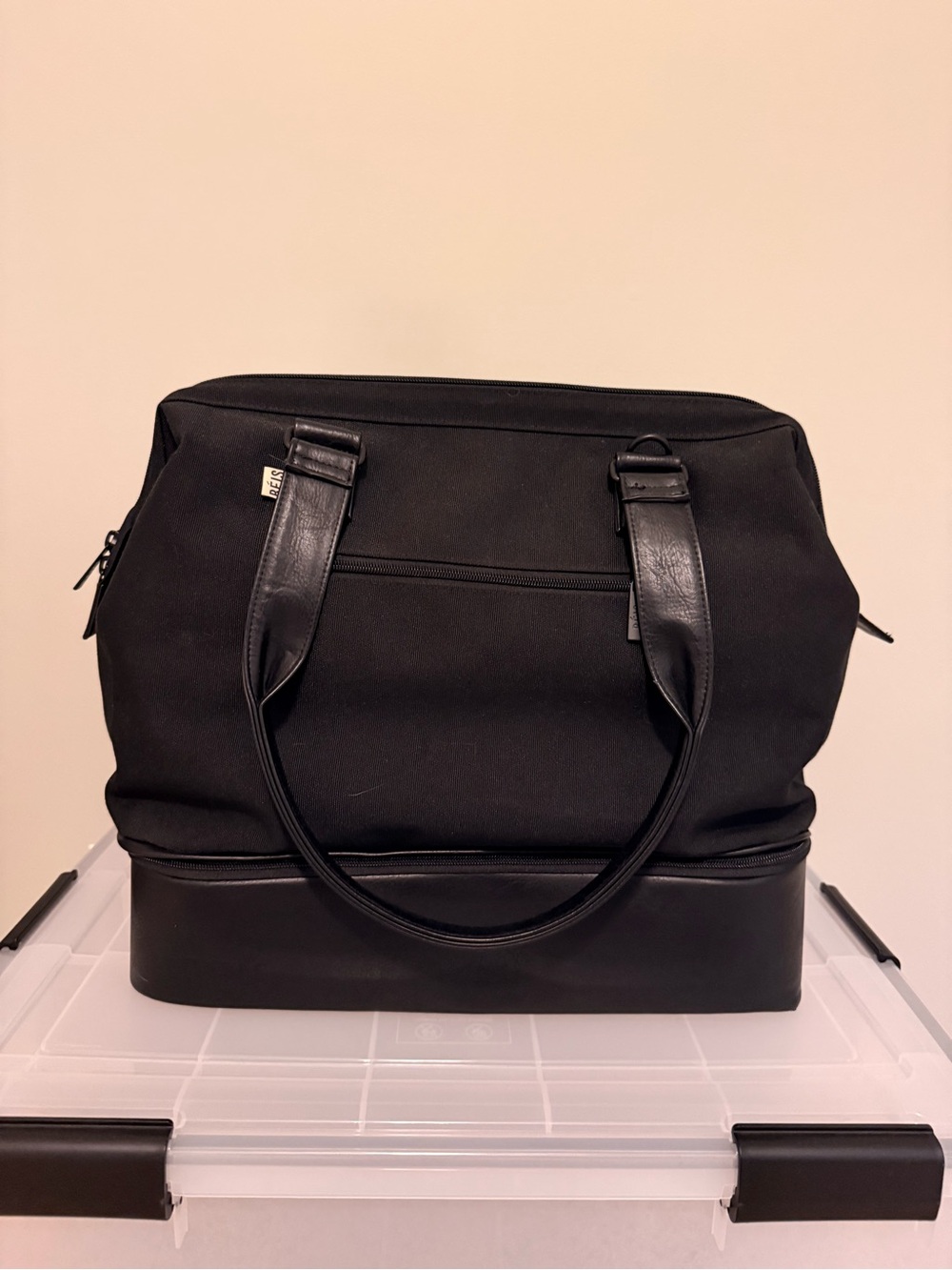 BEIS Black Convertible Weekender